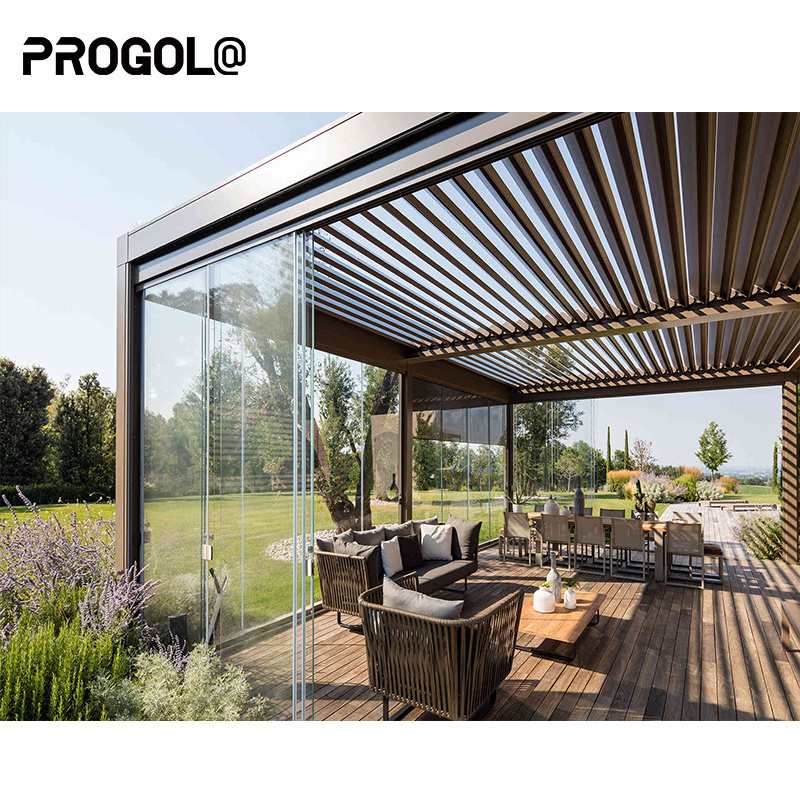 Roof Outdoor Waterproof Aluminum Modern Gazebo Aluminum Louvres Patio Remote Controls Pergola Motorized Roof Pergola