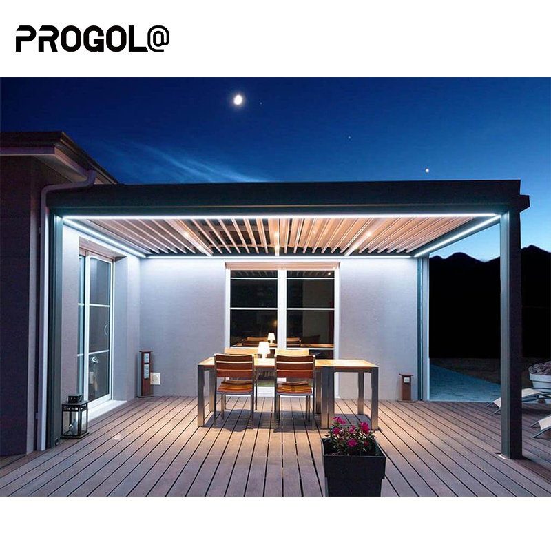 Roof Outdoor Waterproof Aluminum Modern Gazebo Aluminum Louvres Patio Remote Controls Pergola Motorized Roof Pergola