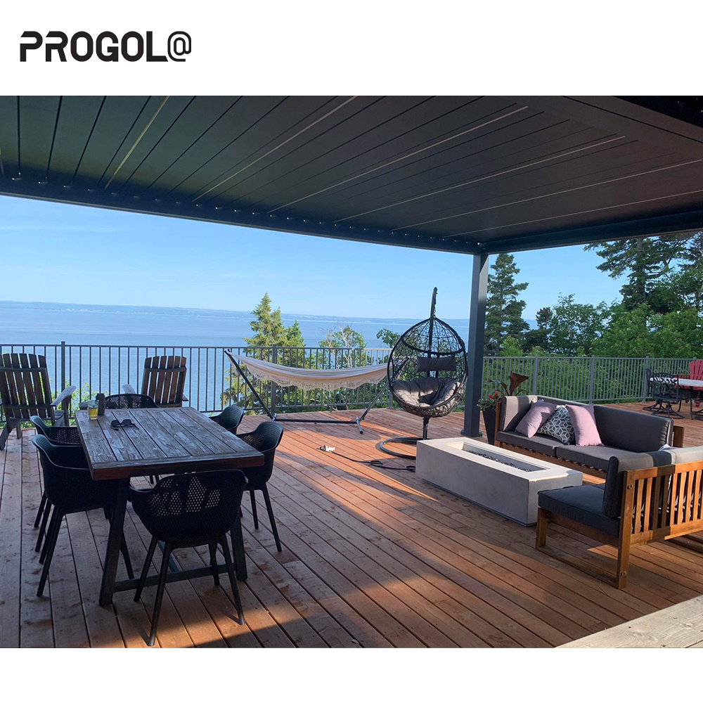 PROGOLA Modern Design  Smart Luxury Pergola Aluminium Alloy 6063-T6  Motor Opening Louver Roof Gazebo Outdoor