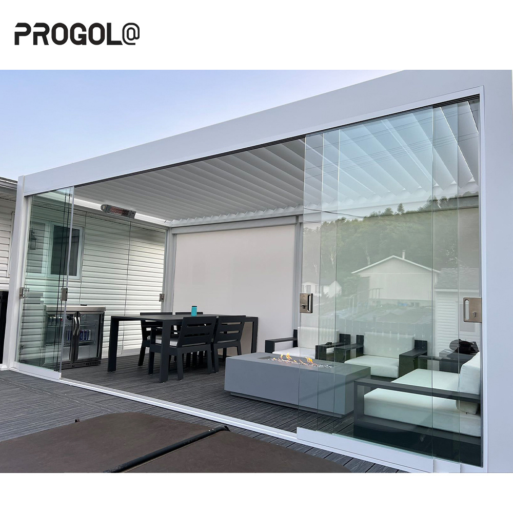 PROGOLA Modern Design  Smart Luxury Pergola Aluminium Alloy 6063-T6  Motor Opening Louver Roof Gazebo Outdoor