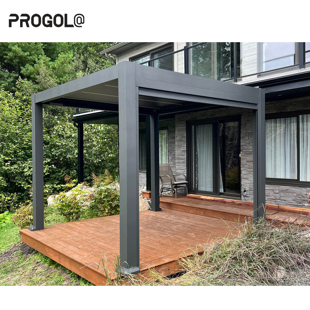 PROGOLA Modern Design  Smart Luxury Pergola Aluminium Alloy 6063-T6  Motor Opening Louver Roof Gazebo Outdoor