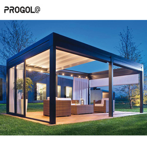 Progola Modern Gazebo Outdoor Garden Motorized Louver Louvered Shade Bioclimatic Automatic Aluminum Retractable Roof Pergola