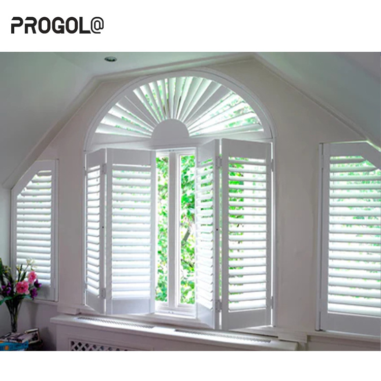 Progola Outdoor Exterior Sunshade Rolling Louvered Villa Louver Door Aluminum Louvered Plantation Shutter Windows