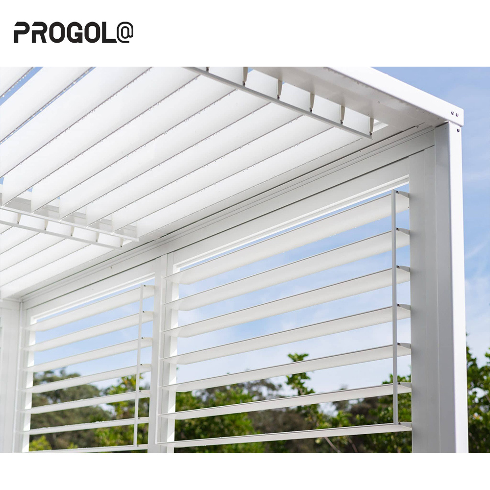 Modern Outdoor Waterproof Louvered Sunroof Pergola Sun Shade Sail with Aluminium Alloy Roller Plantation Shutter Slat