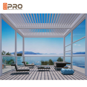 Aluminum Fully Automatic Terrace Roof Retractable Sliding and Folding Pergola Outdoor Waterproof Powder Coating Modern Hotels