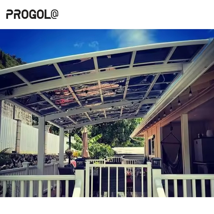 Progola Outdoor Aluminum Carport Parking Shed Metal Car Canopy With Polycarbonate Arched Roof Carports For Car Parking