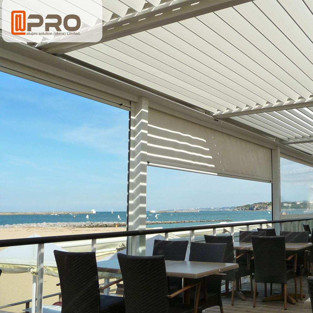 Aluminum Fully Automatic Terrace Roof Retractable Sliding and Folding Pergola Outdoor Waterproof Powder Coating Modern Hotels