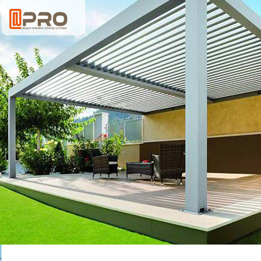 Aluminum patio glass gazebo outdoor system aluminum pergola gazebo with adjustable roof blinds