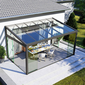 Progola Customized Aluminum Frame Retractable Awning Roof Sliding Tempered Insulated Glass Greenhouse Sunroom Houses