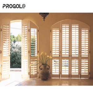 Progola Outdoor Exterior Sunshade Rolling Louvered Villa Louver Door Aluminum Louvered Plantation Shutter Windows