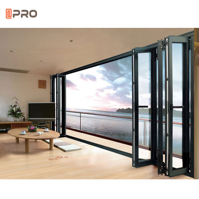 Aluminum Glass Sliding Folding Door Patio Exterior Bifold Doors Double Glazing aluminum bi folding door for store