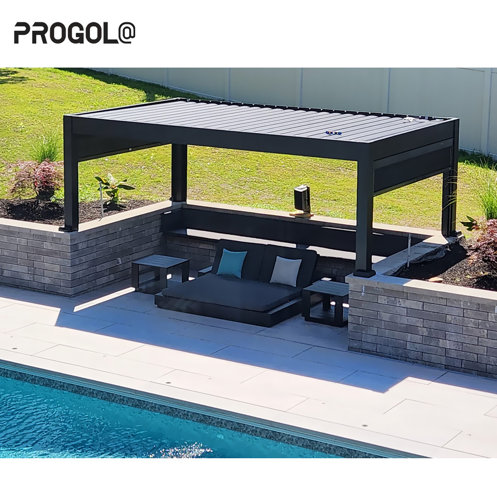 Luxury Smart Aluminium Pergola Arches Arbours Pergolas & Bridge Genre Motor Opening Louver Roof Gazebo