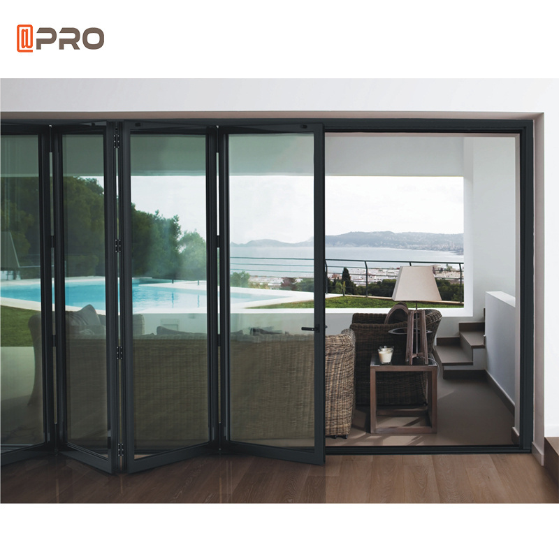 Customized 6 foot panel lowes sliding french exterior bifold door transparent aluminium bi folding door exterior Folding door