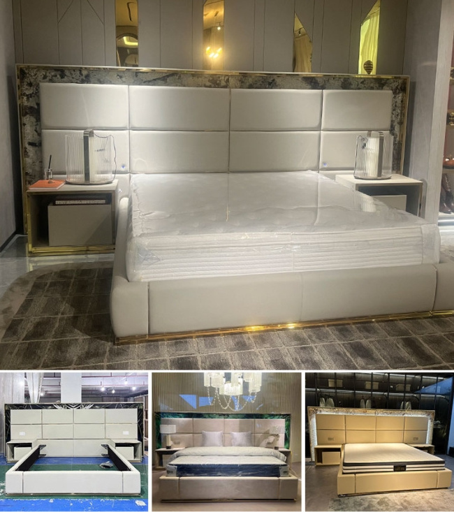 High End Customized Home Bedroom Furniture Set Stylish Modern Luxury King Size Bed with Headboard