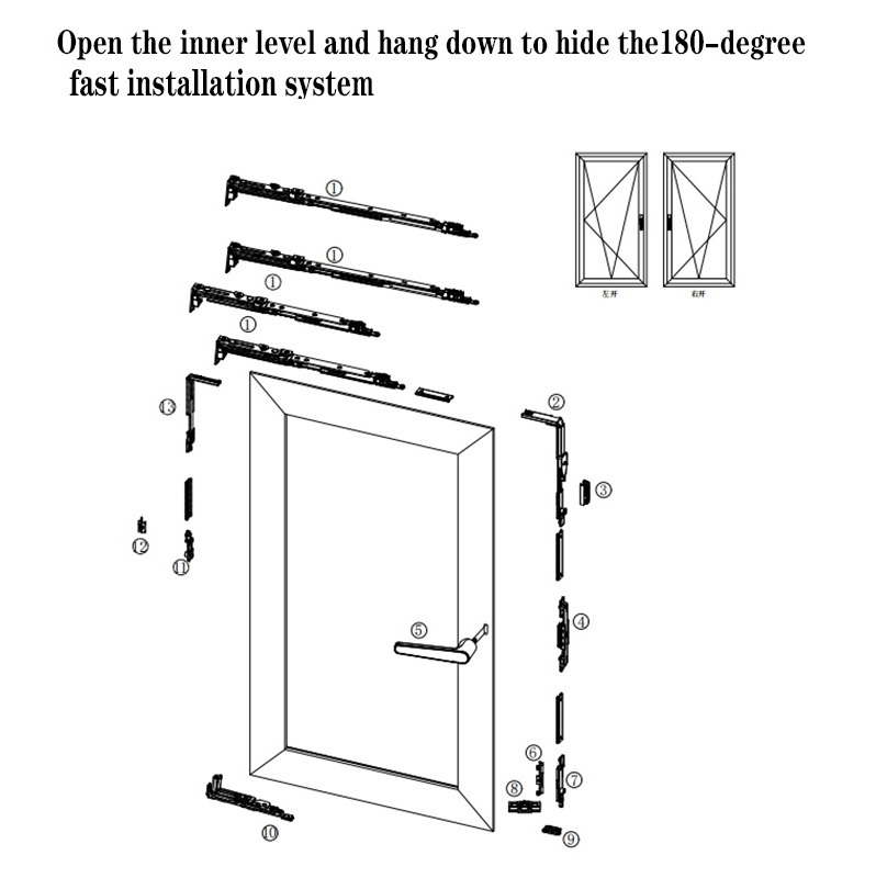 Window And Doors Open In-Sided Hardware Window Hardware Aluminum Door And Window Hardware