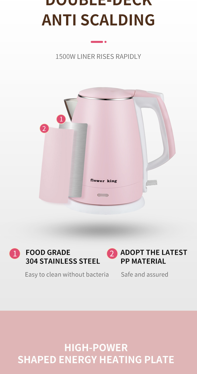 High Quality Electric Kettle Stainless Steel  Modern Cream Pink  Electric Kettle