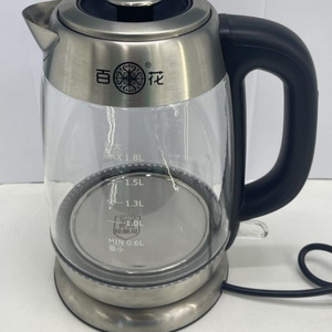 Food grade 304 stainless steel rapid boiling cordless health pot glass kettle electric 1.8l