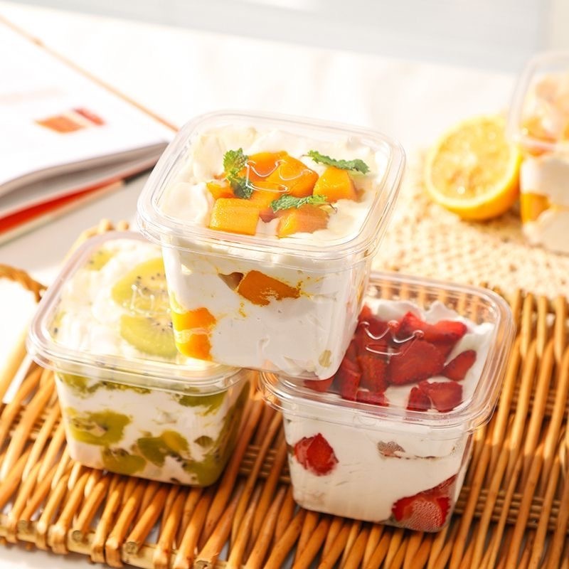 Mousse Cup Tiramisu Dessert Box Wholesale Square Clear Plastic Cake Box Cake Packaging Cupcake Boxes Transparent