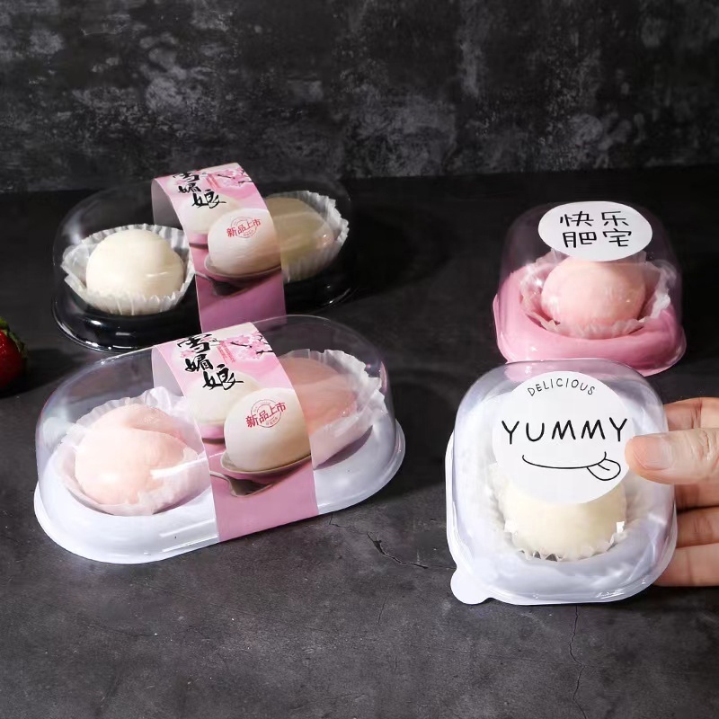 Container with Lid Cake Candy Mochi Ice Cream Packaging Food Plastic Customized Wholesale Disposable PET Transparent Cake Box