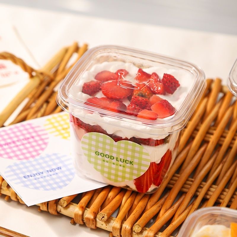 Mousse Cup Tiramisu Dessert Box Wholesale Square Clear Plastic Cake Box Cake Packaging Cupcake Boxes Transparent