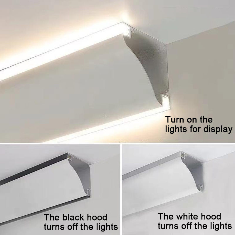 Double-Sided Luminous Top Corner Free Ceiling Wall Washer Light Surface Mounted Led Aluminum Profile Line Light Profile