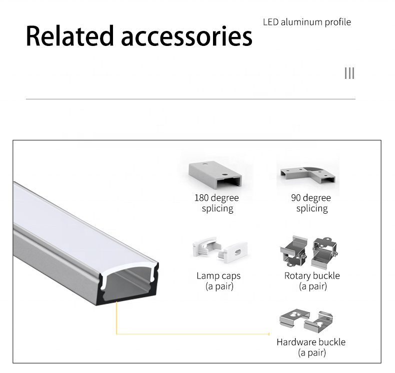 For LED Lighting Strips Housing Surface Mounting Diffuser LED Extruded Aluminium Profile//