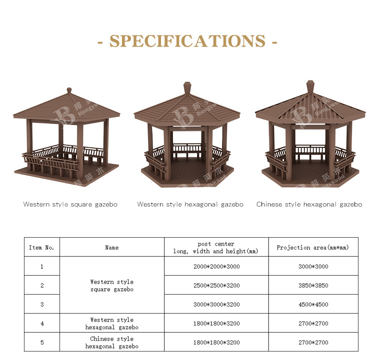 Modern Design WPC Pergola Gazebo Outdoor Anti UV Waterproof Wood Plastic Garden Gazebo