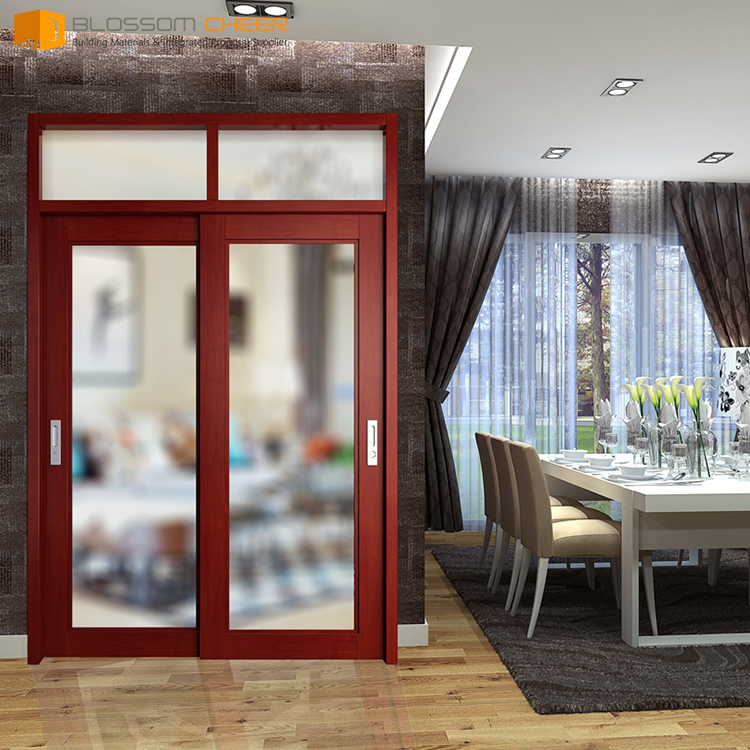 High Quality China Door Manufacturer Customize Korean Balcony Bathroom Wood Sliding Glass Doors