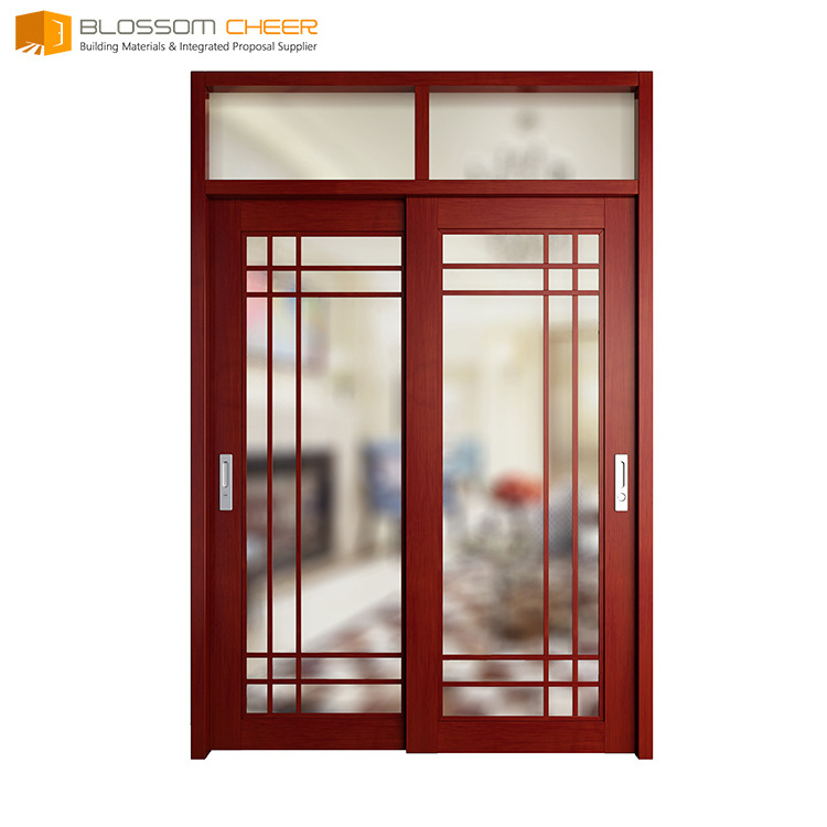 High Quality China Door Manufacturer Customize Korean Balcony Bathroom Wood Sliding Glass Doors