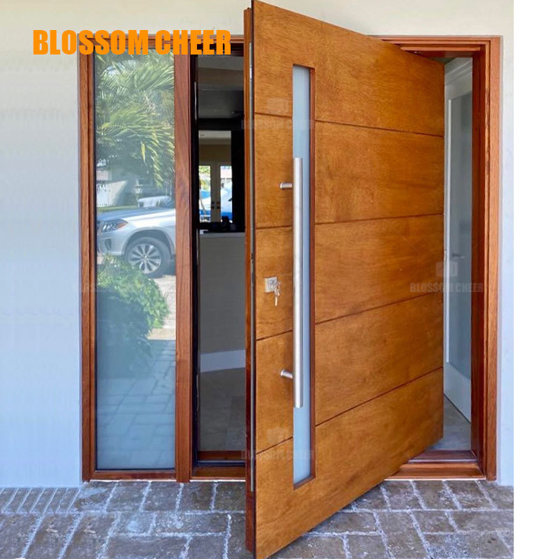 Hot Sale Pivoting Doors Main Gate Entrance Aluminum Clad Wooden Security Exterior Front Entry Modern Pivot Door For Houses