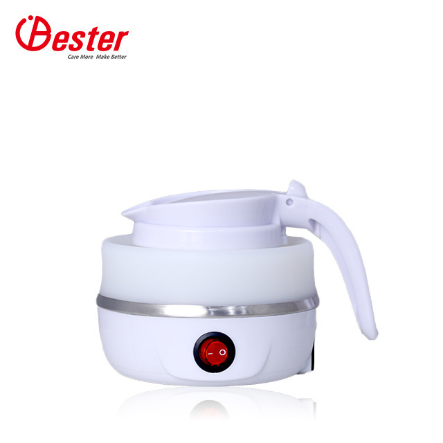 White 600ml Travel foldable kettle Mini Folding Electric Collapsible Silicone Outdoor Portable Kettle