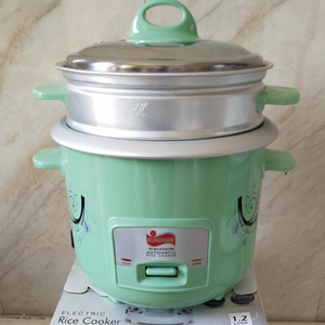 1.2L green color mini cooker automatic electric 2 layers drum rice cooker with ss lid inner pot