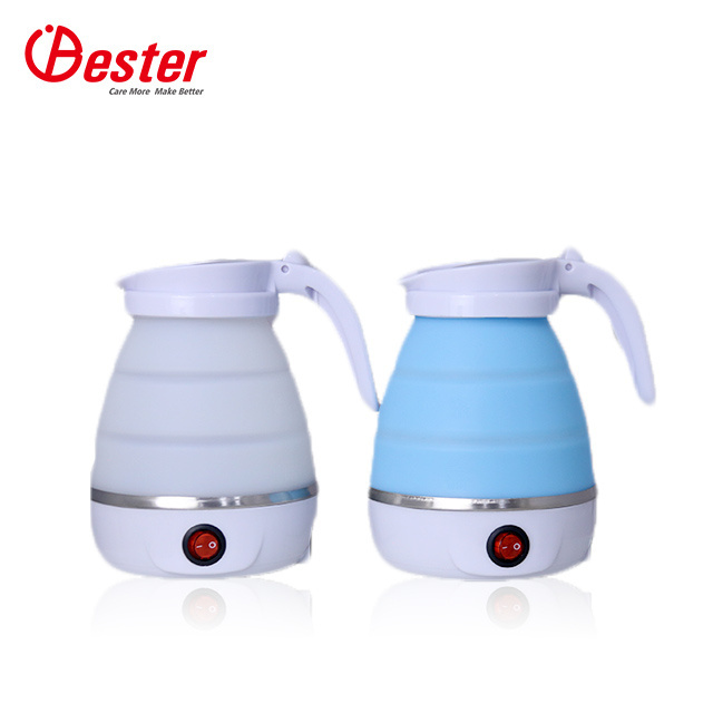 White 600ml Travel foldable kettle Mini Folding Electric Collapsible Silicone Outdoor Portable Kettle