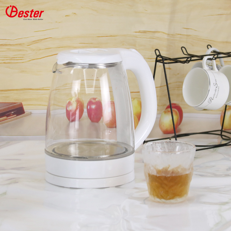 OEM color design kettle glass housing tea maker kettle 1.8Lelectric kettle glass