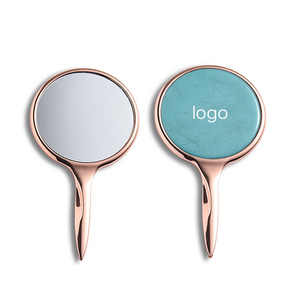 Custom Logo Personalized Round Pocket Mirror Epoxy Hand Held Sticker Blank Metal Cosmetic Brand Mirror