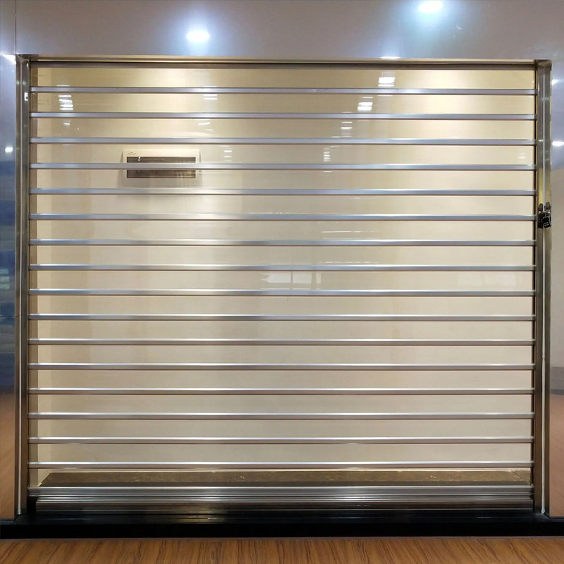 Wholesale shopping mall pvc slats modern design automatic crystal polycarbonate transparent rolling shutter door