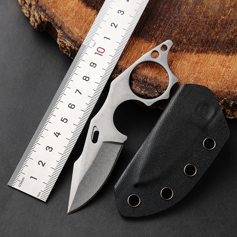 4.9 Inches Small Fixed Blade Knife 9Cr18 Steel Blade Full Tang Handle Sheath Necklace Cutting Camping OUTDOOR KNIFE EDC Gift