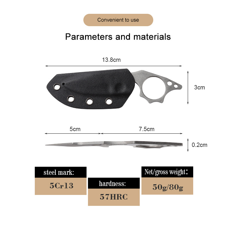 4.9 Inches Small Fixed Blade Knife 9Cr18 Steel Blade Full Tang Handle Sheath Necklace Cutting Camping OUTDOOR KNIFE EDC Gift