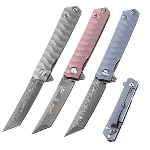 Excellent Quality stainless steel Jacket Design Blue Pink Color Handle Damascus Steel Pocket Knives Folding Knife