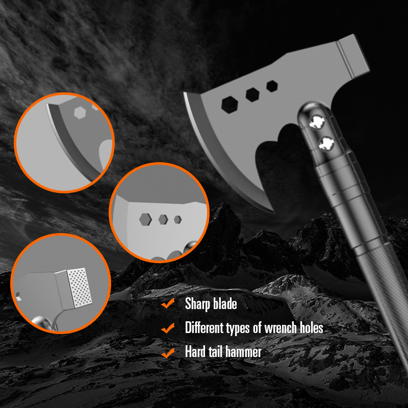 foldable hatchet Shovel outdoor camping Axe Hatchet Survival Multitool kit with compass knife fire starter screwdriver whistle