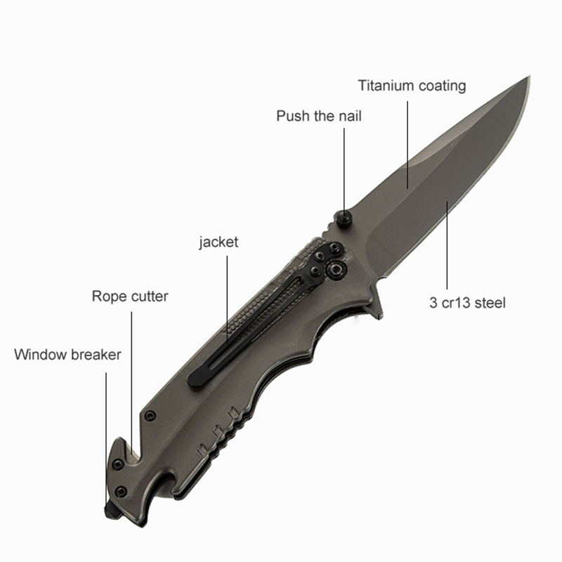 corrosion resistance durable heavy duty folding knife hexagon multipurpose camping hunting knife bottle opener belt cutter