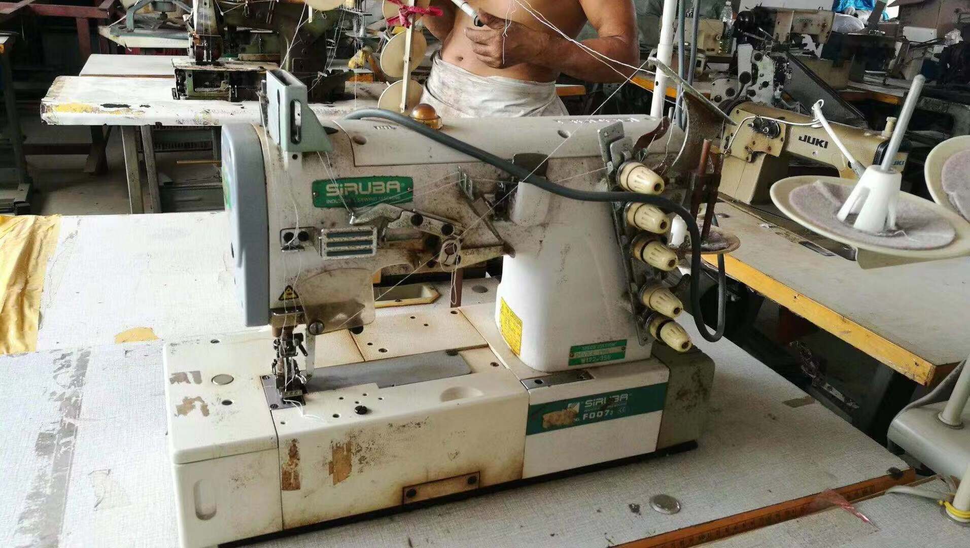 USED SIRUBA F007J ELASTIC INSERTING BINDING INDUSTRIAL INTERLOCK SEWING MACHINE