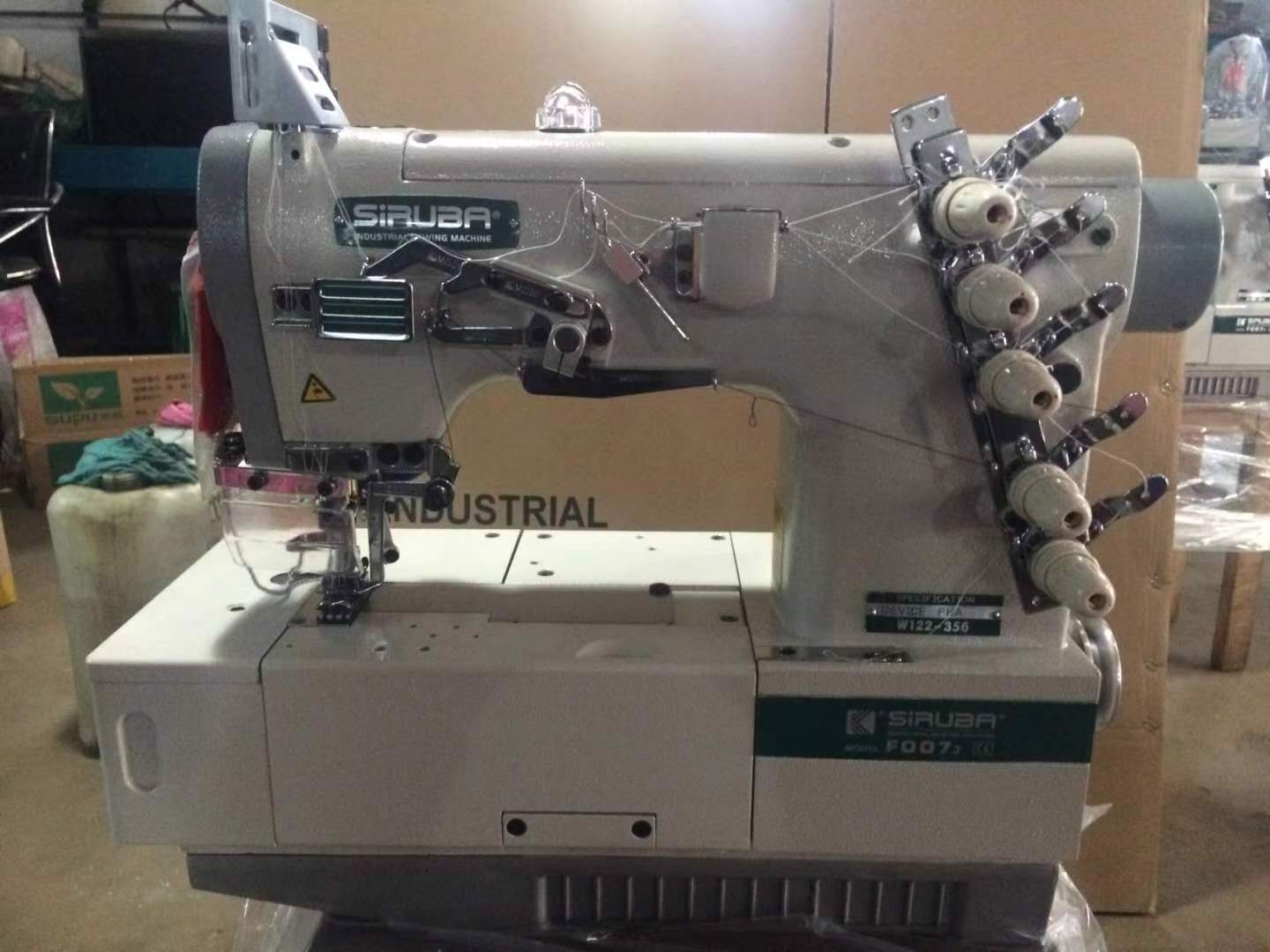 USED SIRUBA F007J ELASTIC INSERTING BINDING INDUSTRIAL INTERLOCK SEWING MACHINE