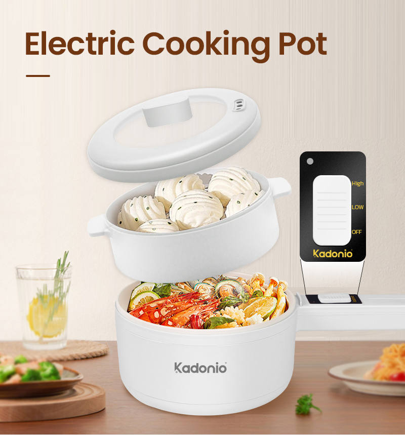 Kadonio Electric Cooking Pot Multifunctional Small Appliances Kitchen All In One Steamer Mini Hot Pot