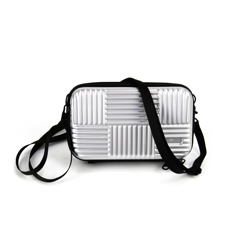 Wholesale Silver Mini ABS Travel Makeup Storage Bag Portable Hard Luggage Suitcase with Zipper Closure Logo Pattern Girls Ladies