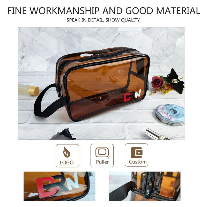 Custom PVC Toiletry Pouch Bag Shockproof Cosmetic Pouch Makeup Case Transparent Zipper Makeup Bag Case