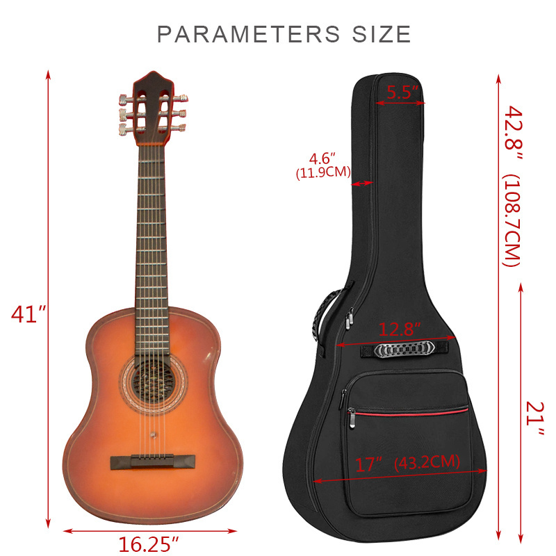 40 41 Inches Guitar Case For Acoustic Classical Guitars Soft With 10mm Padding Gig Bag Shoulder Straps