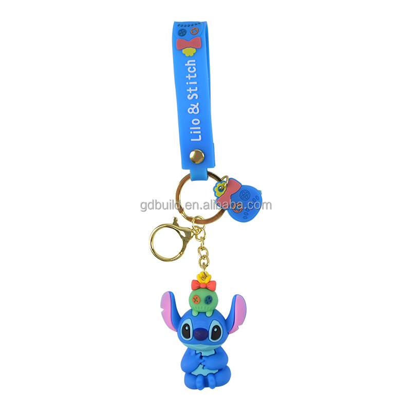 3D Cartoon Cute Monster Mickey Minnie Bear Design Keychain Car Key Ring Accessories Custom Doll Bag Backpack Pendant Soft Rubber