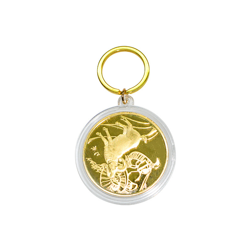 Custom design metal keyring supermarket metal printing shopping cart chip trolley token gold coin keychain key ring