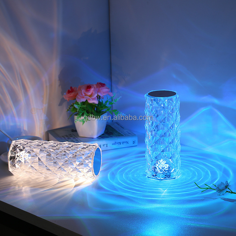 Hot Sale Acrylic Rose Rechargeable Touch Bedside Lamp Table Lamp For Living Room Bedroom Decoration